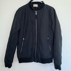 Your neighbors men’s black zip up bomber jacket S